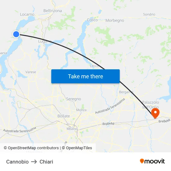 Cannobio to Chiari map
