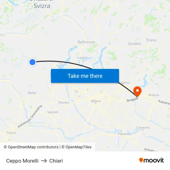 Ceppo Morelli to Chiari map