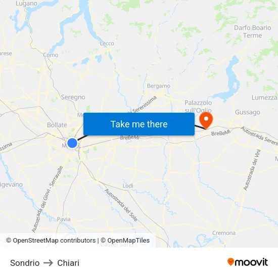 Sondrio to Chiari map