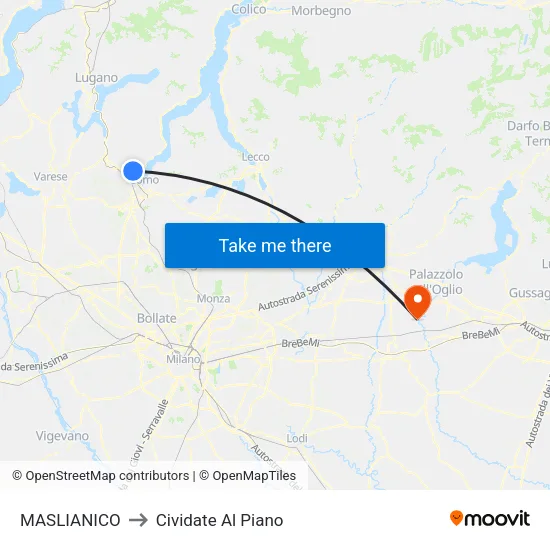 MASLIANICO to Cividate Al Piano map