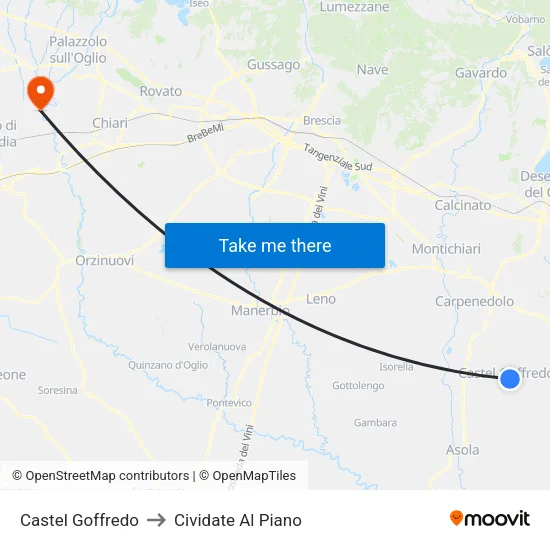 Castel Goffredo to Cividate Al Piano map