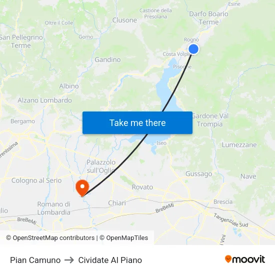 Pian Camuno to Cividate Al Piano map