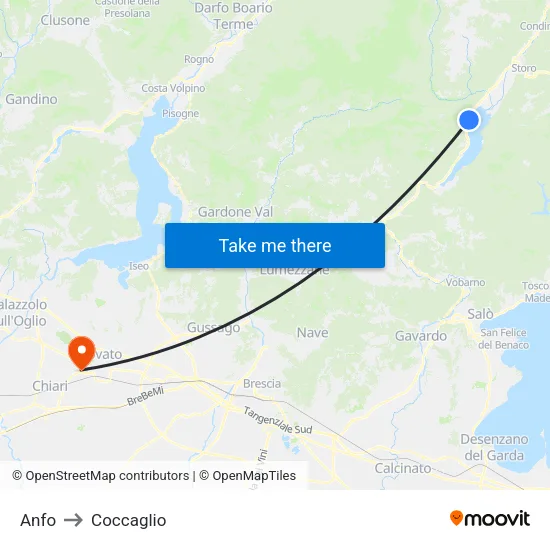 Anfo to Coccaglio map