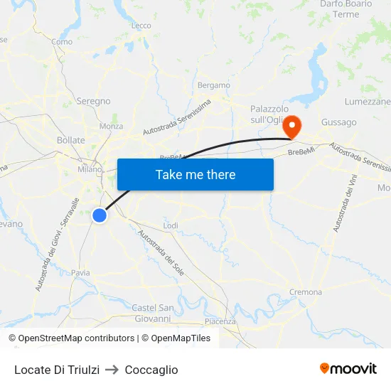 Locate di Triulzi to Coccaglio map