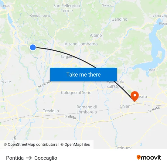 Pontida to Coccaglio map
