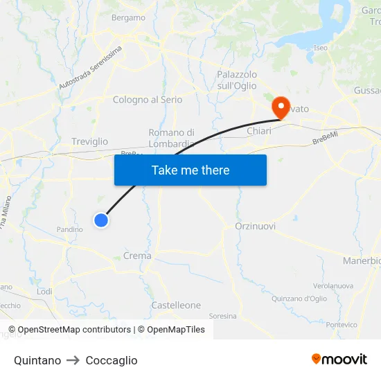 Quintano to Coccaglio map
