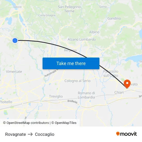 Rovagnate to Coccaglio map
