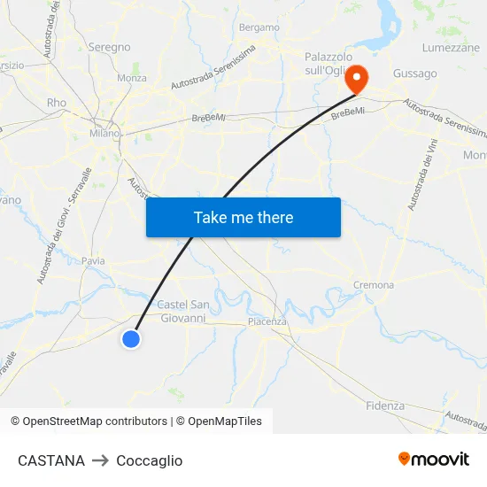 Castana to Coccaglio map