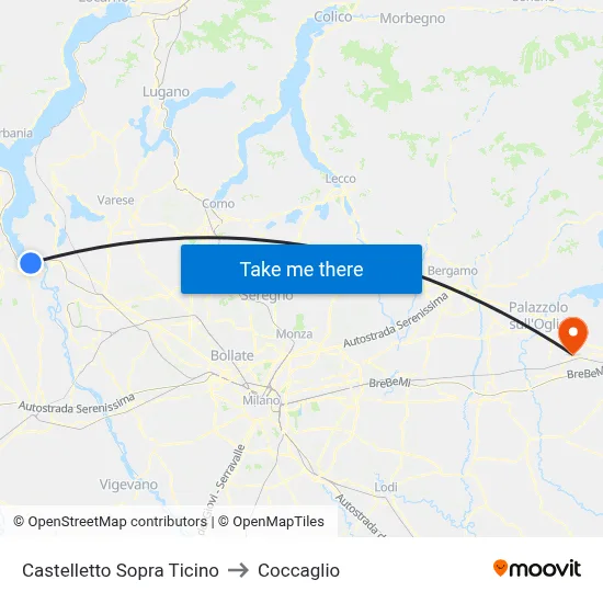 Castelletto Above Ticino to Coccaglio map