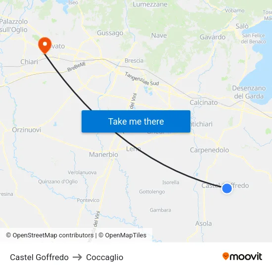 Castel Goffredo to Coccaglio map
