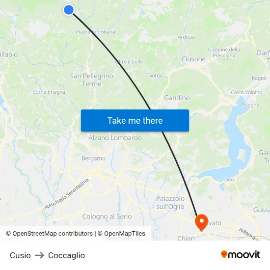 Cusio to Coccaglio map