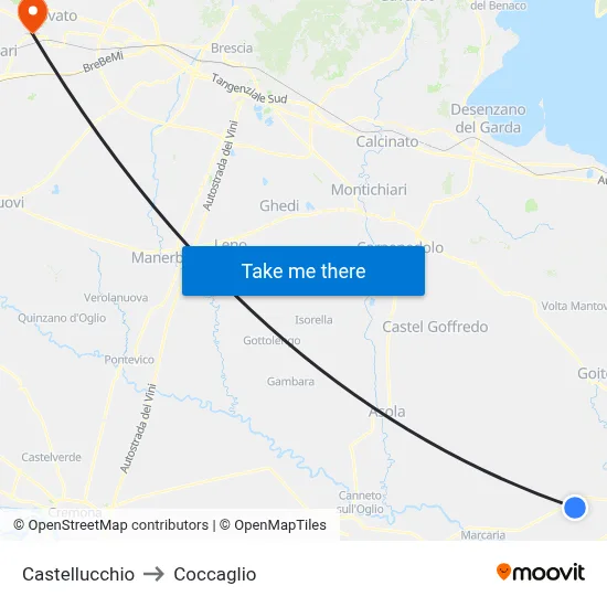 Castellucchio to Coccaglio map