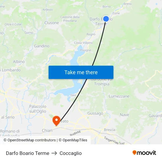 Darfo Boario Terme to Coccaglio map