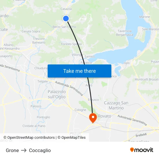 Grone to Coccaglio map