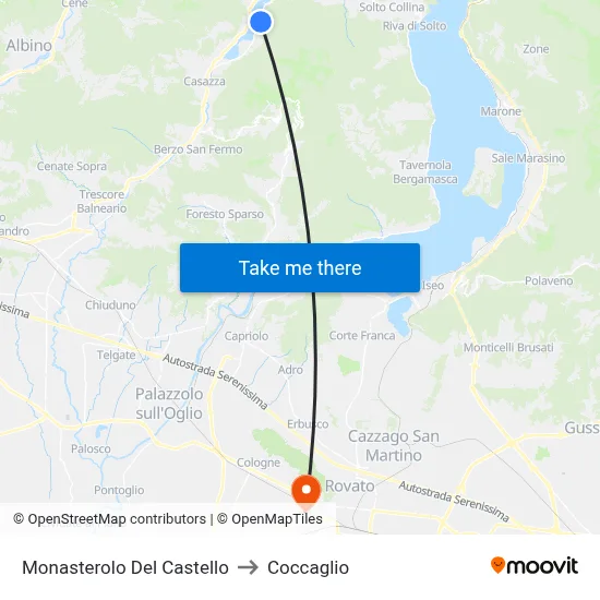 Monasterolo del Castello to Coccaglio map