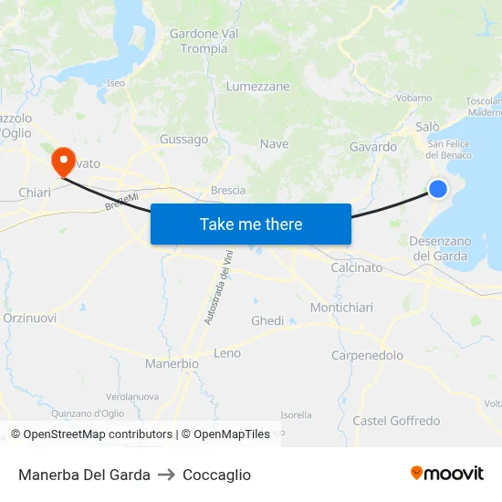 Manerba Del Garda to Coccaglio map