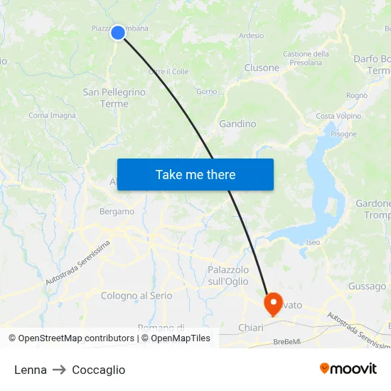 Lenna to Coccaglio map