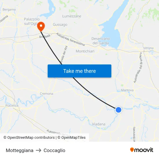 Motteggiana to Coccaglio map