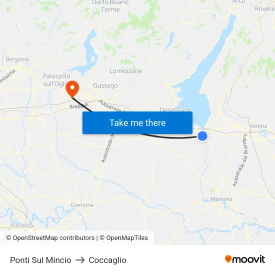 Ponti Sul Mincio to Coccaglio map