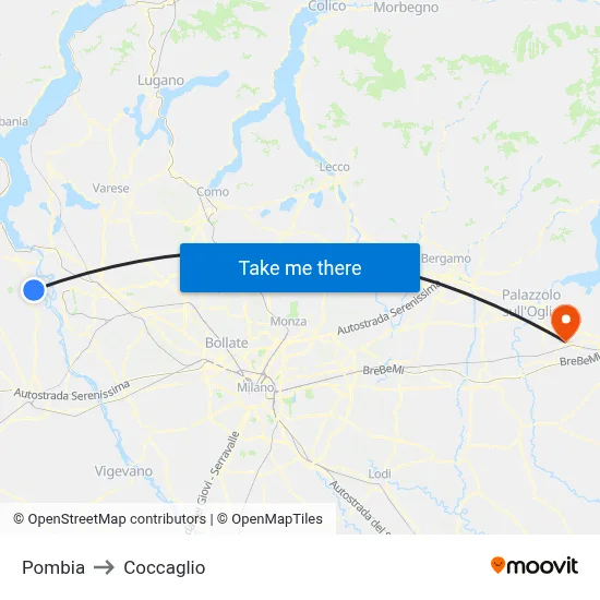 Pombia to Coccaglio map