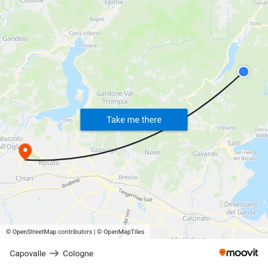 Capovalle to Cologne map
