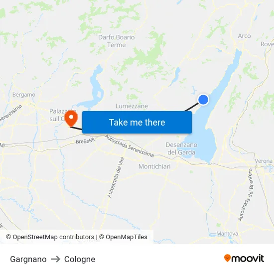 Gargnano to Cologne map