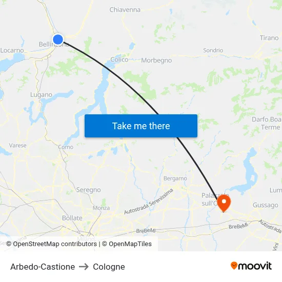 Arbedo-Castione to Cologne map