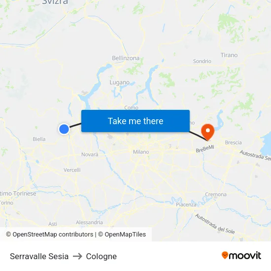 Serravalle Sesia to Cologne map