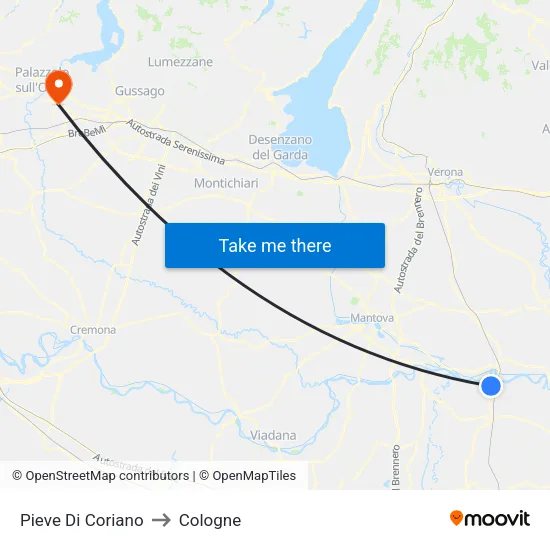 Pieve Di Coriano to Cologne map