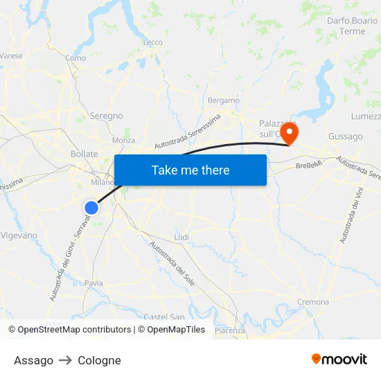 Assago to Cologne map