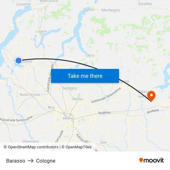 Barasso to Cologne map