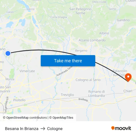 Besana in Brianza to Cologne map