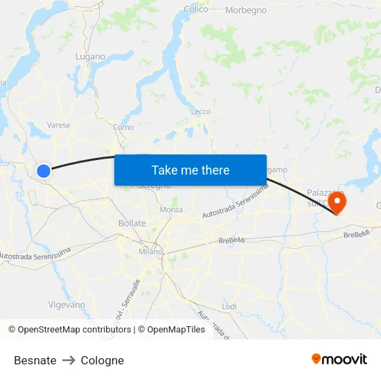 Besnate to Cologne map