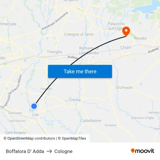 Boffalora D'Adda to Cologne map