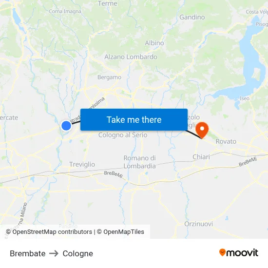 Brembate to Cologne map