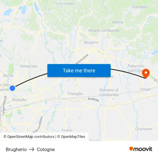 Brugherio to Cologne map