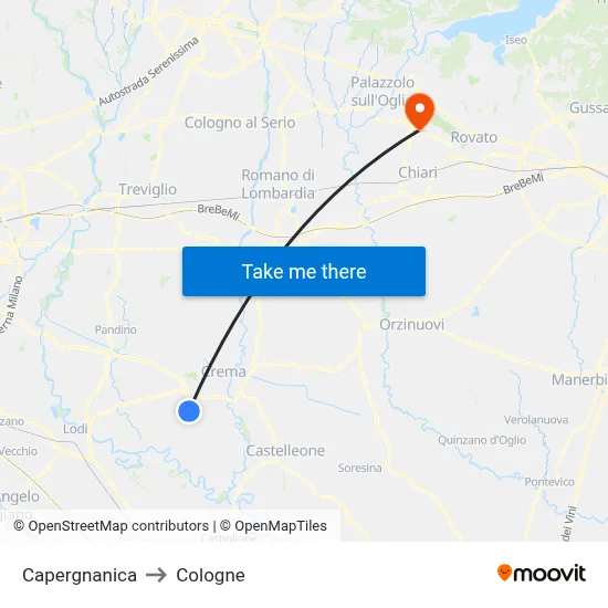 Capergnanica to Cologne map