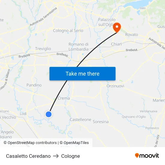 Casaletto Ceredano to Cologne map
