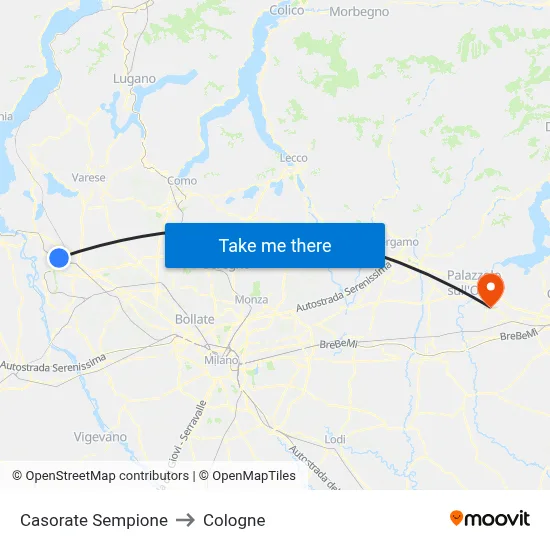 Casorate Sempione to Cologne map