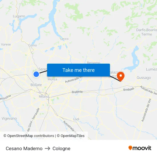 Cesano Maderno to Cologne map