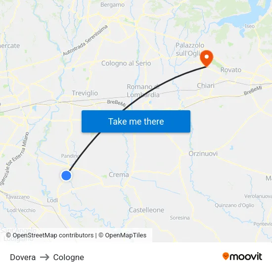 Dovera to Cologne map