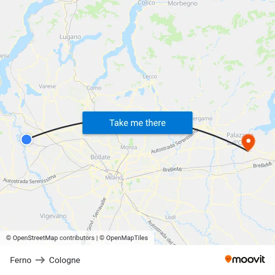Ferno to Cologne map
