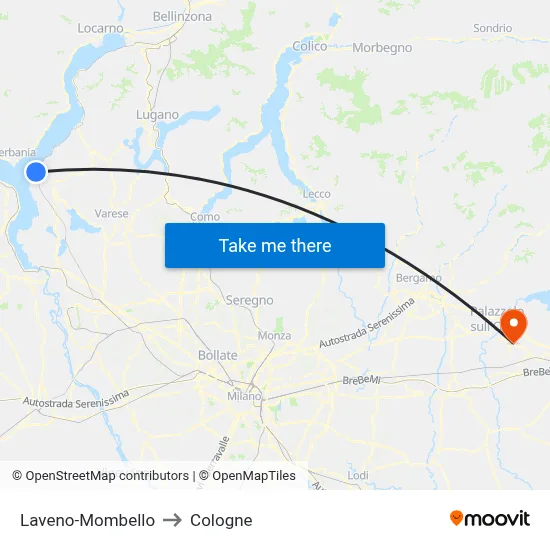 Laveno-Mombello to Cologne map