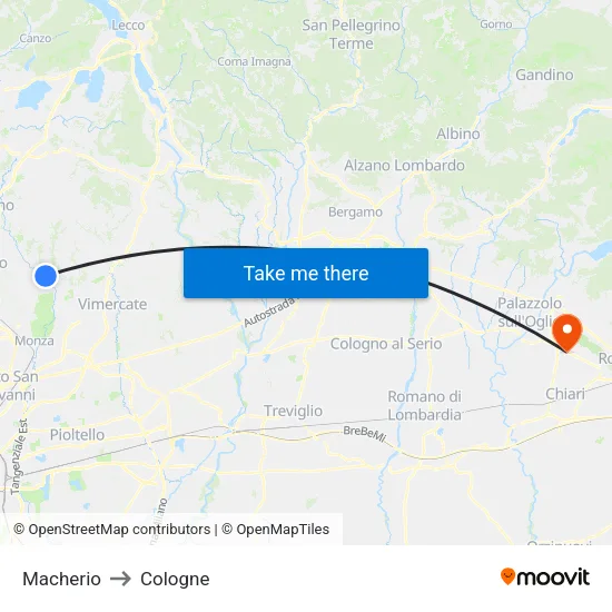 Macherio to Cologne map
