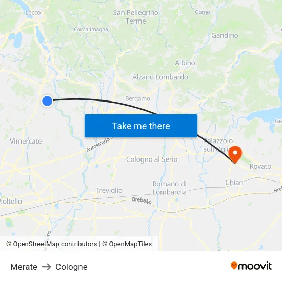 Merate to Cologne map