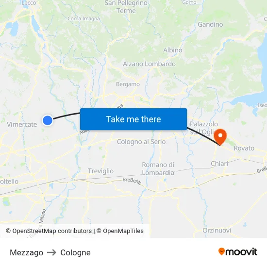Mezzago to Cologne map
