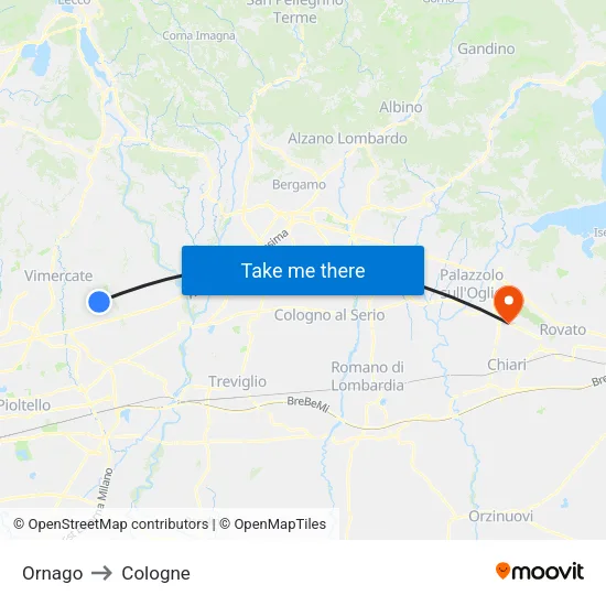 Ornago to Cologne map