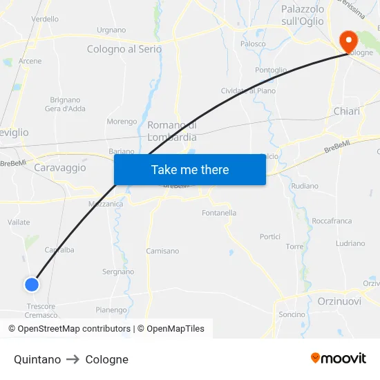 Quintano to Cologne map