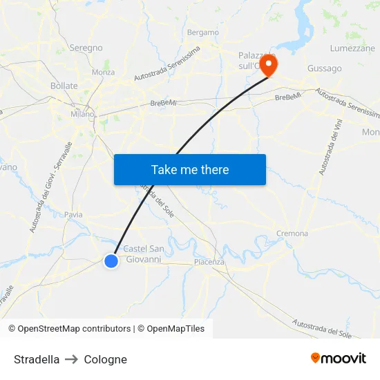Stradella to Cologne map