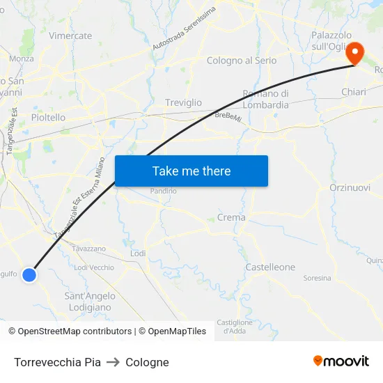 Torrevecchia Pia to Cologne map